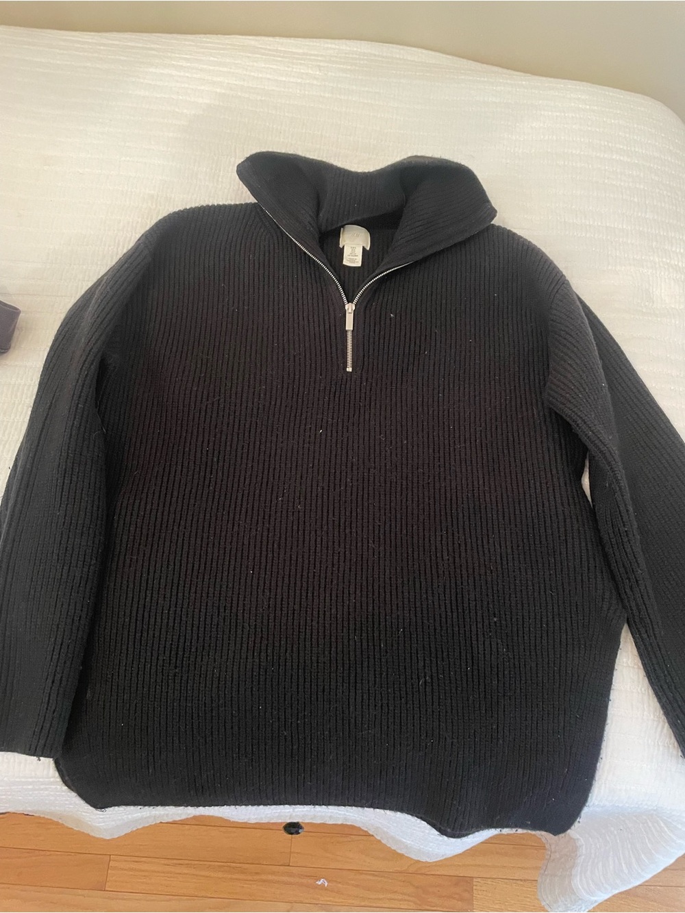 Women’s H&M Black Half-Zip Ribbed Sweater